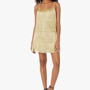 Show Me Your MuMu Metallic Gold Mini Dress